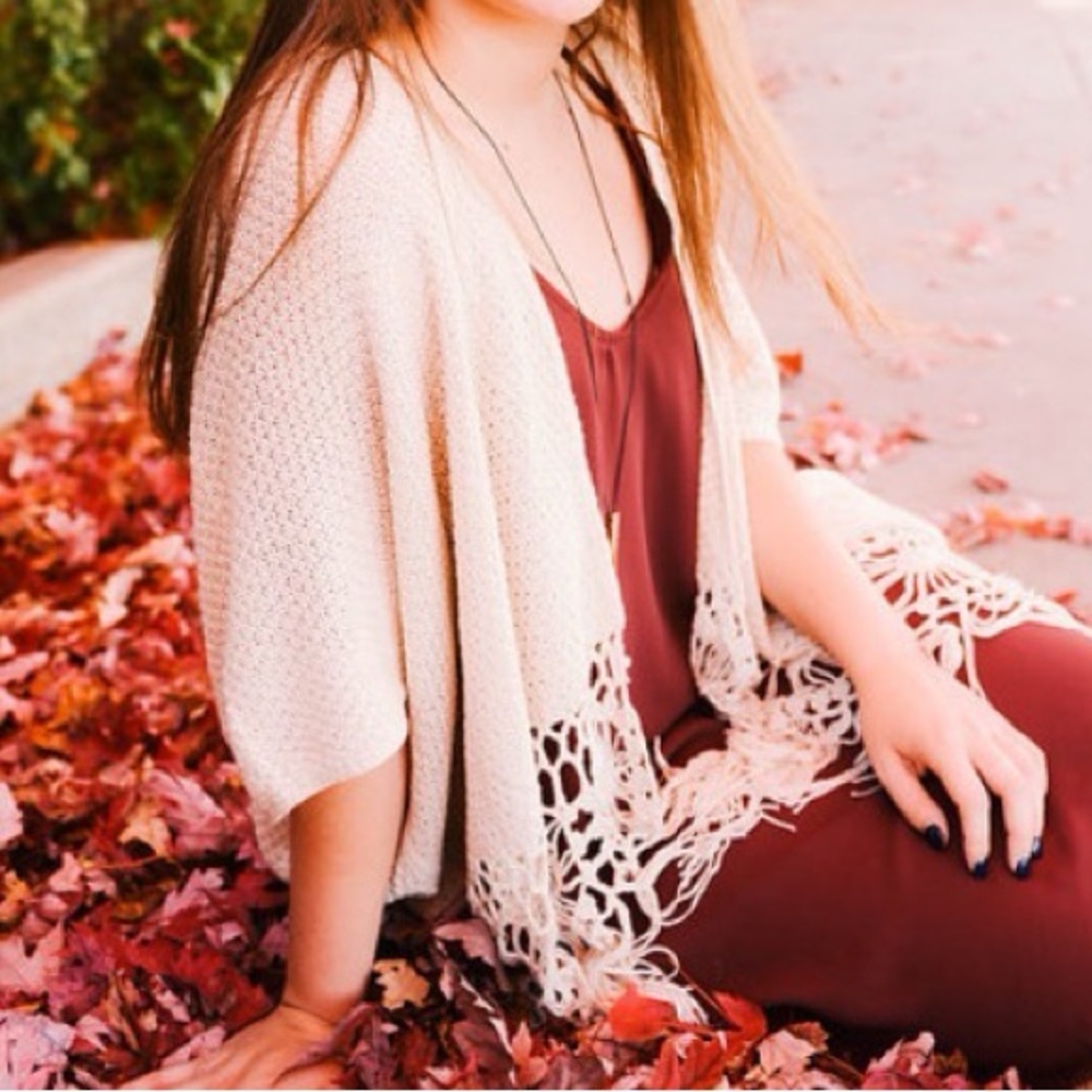 Dreamers Tan Knit Shawl Cardigan